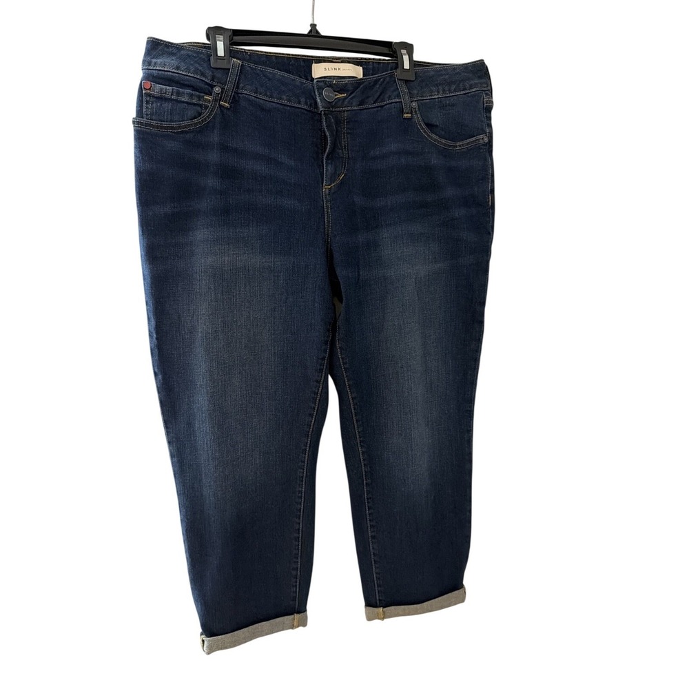Slink Jeans Women's Curvy Cropped Boyfriend With Rolled Cuff‎ Size 18